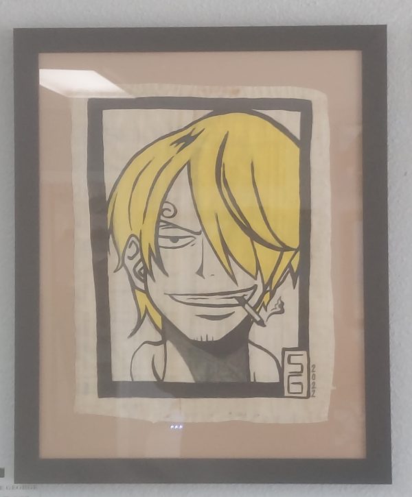 Sanji from One Piece anime painted on Papyrus
