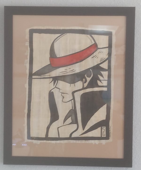 Luffy from One Piece anime painted on Papyrus